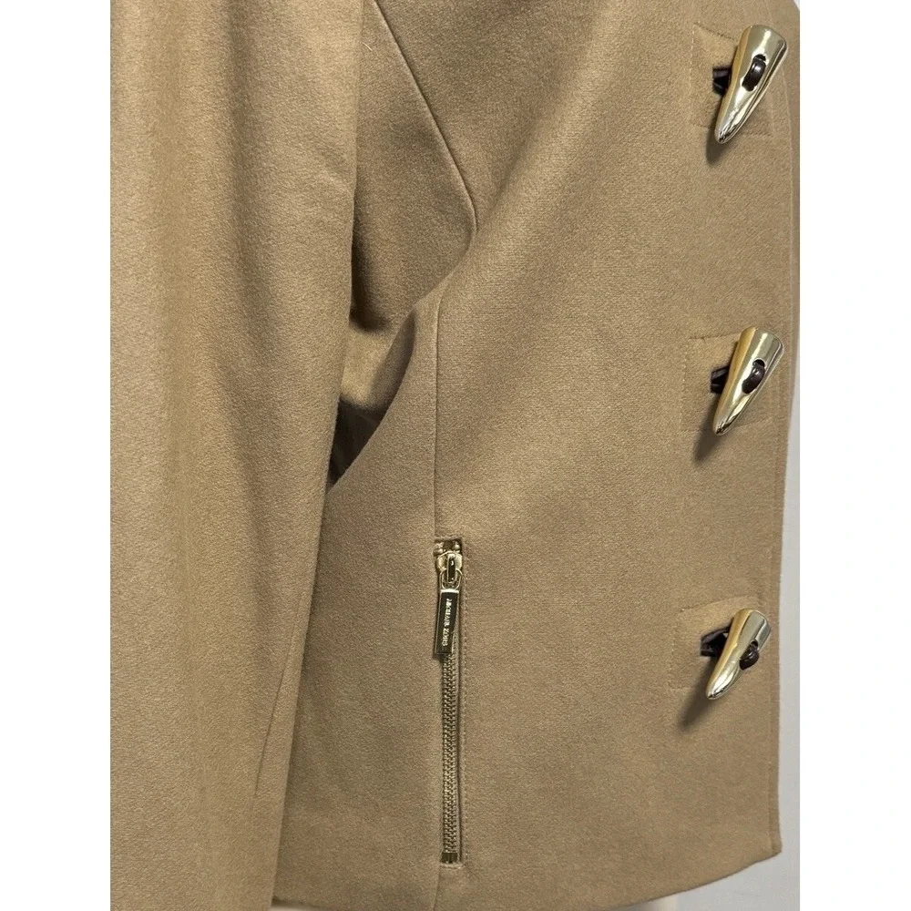 Michael Kors Brown Collarless Jacket Wool Blend Blazer with Zip‎ Pockets 12